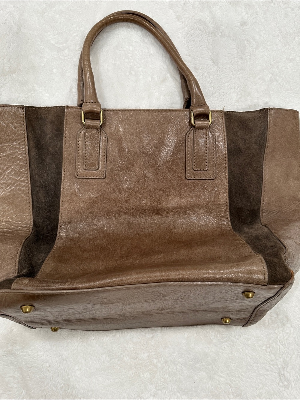 Brown Leather & Suede Tote Bag